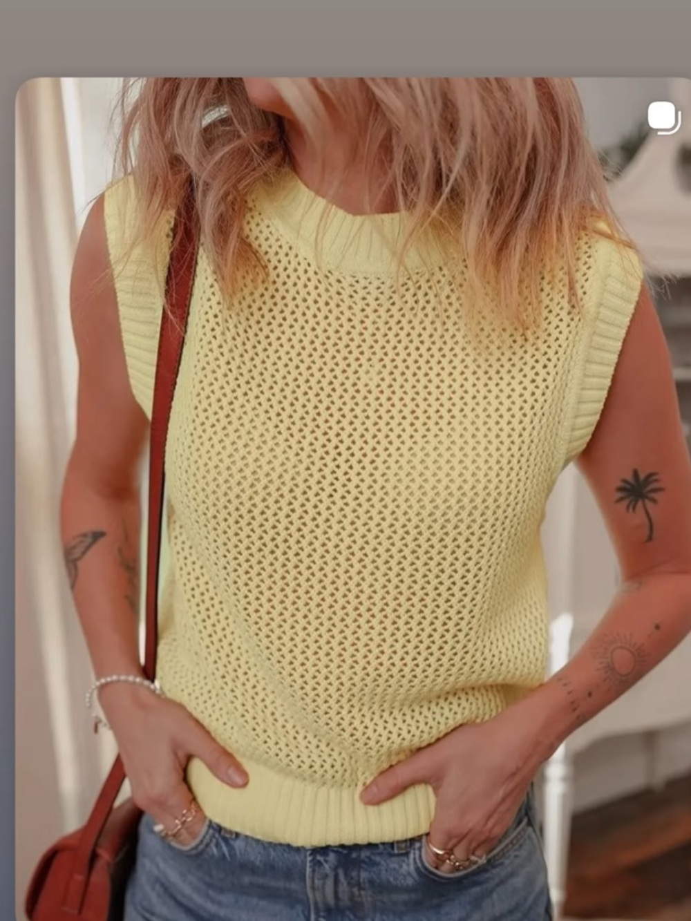 Sleeveless Knit Tank Top in Pale Yellow